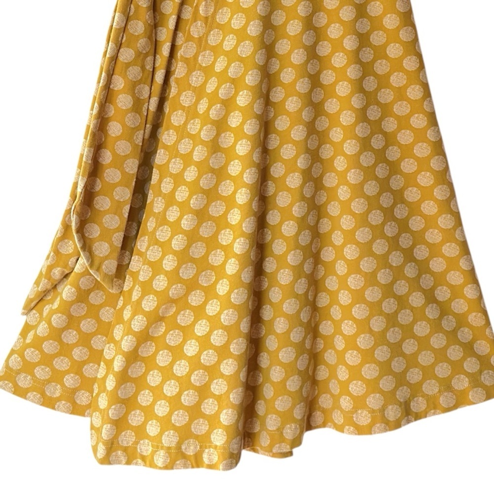 EFFIE’S HEART | NWOT POLKA DOT WRAP DRESS COTTON STRETCH SLEEVELESS YELLOW | XS - Picture 7 of 10